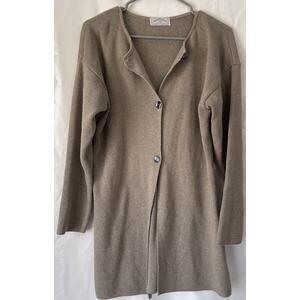 Vtg United Knitwear Womens Long Small Brown 100% Cotton Cardigan Sweater EUC
